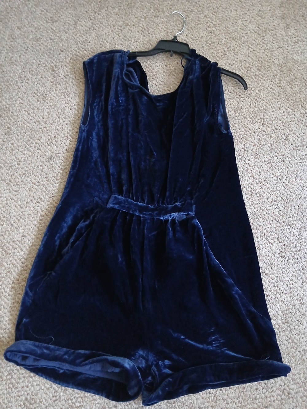 BCBGMaxAzria Navy Velvet Sleeveless Romper